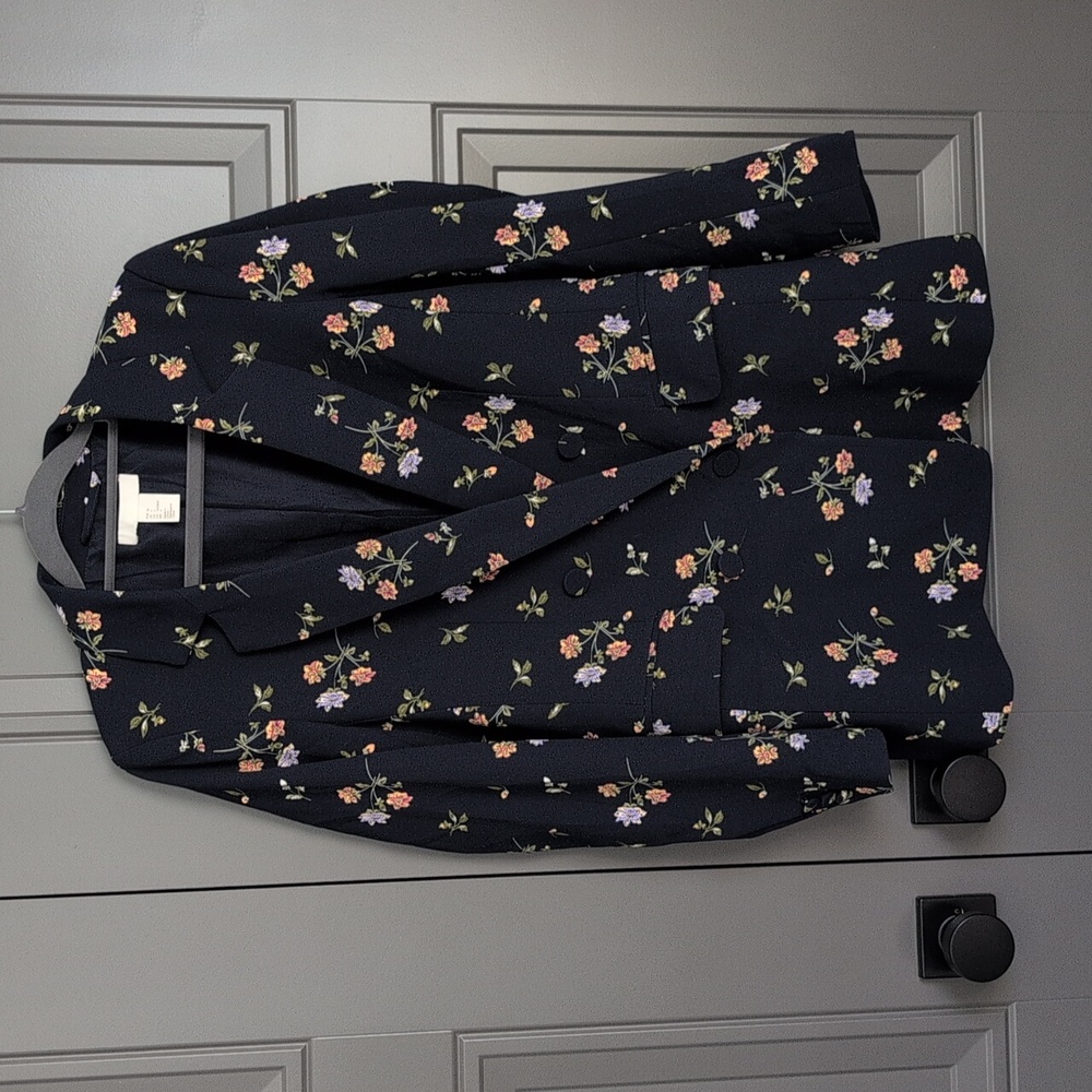 Navy Blue Floral Blazer